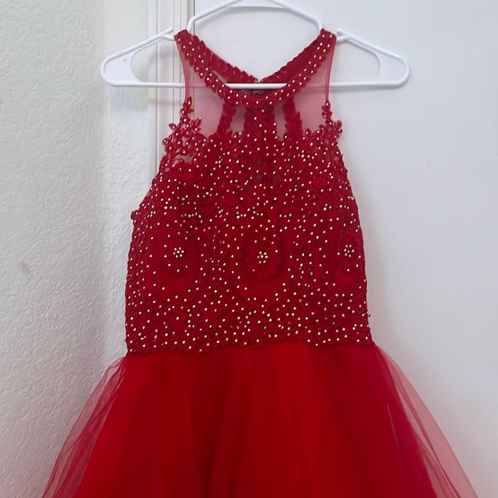 Red poofy mini dress